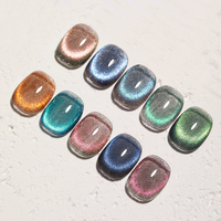 Quengel 3D holographique bleu arc-en-ciel diamant strass vernis à ongles Disco Cat Eye Gel pour Nail Art