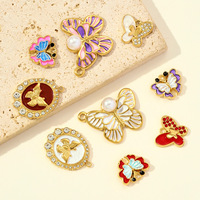 Pendentif en acier inoxydable en forme de papillon perlé, pendentifs ovales pour femmes, breloques pour la fabrication de bijoux DIY