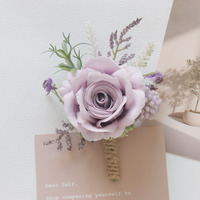 Dekorasi Tamu Resepsi Pernikahan Bunga Buatan Pengantin Pria dan Wanita Boutonniere Corsage Pergelangan Tangan Warna Ungu