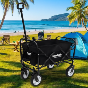 Carrito Plegable Walticis de 4 Ruedas, Carrito Utilitario Plegable para Exteriores, Camping, Senderismo, Compras, Estructura de Metal Negro - Product Image 2