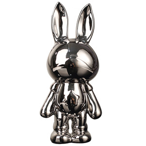 <b>Space</b> Rabbit Figurine Electroplated Craft Money Box For Living Room Decor <b>Light</b> Luxury Style White Porcelain - Product Image 5