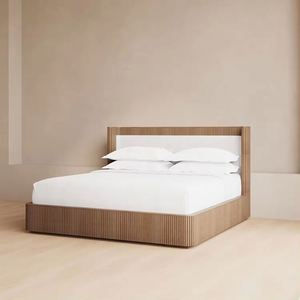 Muebles de Dormitorio Vintage de Estilo Europeo, Camas Dobles con Plataforma de Madera, Cama King Size con Cabecera - Product Image 4