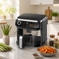 Friteuse à air 5,5 L avec fenêtre en verre visible, contrôle numérique par écran tactile, cuisson sans huile pour poulet, frites, légumes et viande