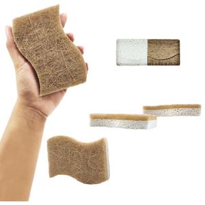 Éponge à vaisselle naturelle écologique biodégradable en cellulose, sisal et bois, réutilisable, pour le nettoyage de la cuisine - Product Image 2