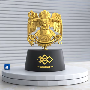 Statuette personnalisée d'animaux, récompenses Roc, figurine en métal 3D moulée avec aile plaquée or, marque BH, pour cadeau d'entreprise - Product Image 1