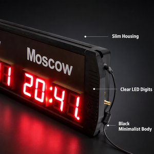 <span class=keywords><strong>Orologio</strong></span> <span class=keywords><strong>da</strong></span> <span class=keywords><strong>Parete</strong></span> di Lusso Ganxin con 5 Zone Orarie, Display LED Personalizzabile per Città, <span class=keywords><strong>Orologio</strong></span> Digitale Mondiale per Arredamento Casa e Hotel - Product Image 3