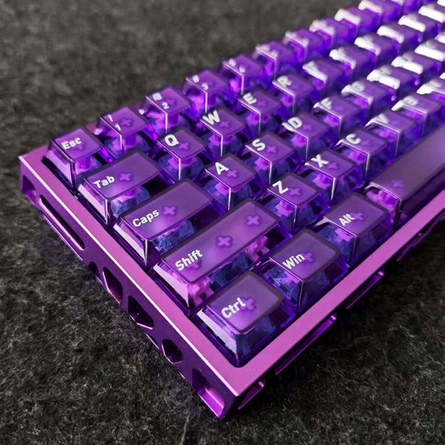 Purple Fog Transparent Keycaps OEM Profile UV Print 118 Keys DIY Custom PC Magnetic Switch Keyboard Accessories
