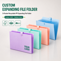 Cartella Portadocumenti Espandibile A4 Personalizzabile con Logo, 5 Tasche, Chiusura a Bottone, Organizzatore a Fisarmonica con Schede Indice per Archiviazione Ufficio