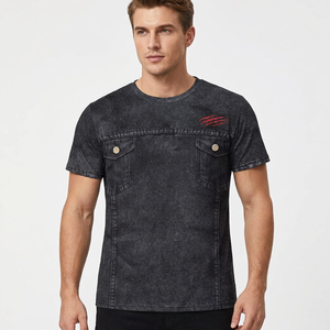 Camiseta de estilo vaquero para hombre, manga corta, cuello redondo, estampado de garra, corte regular informal, 100% algodón, transpirable, de Bangladesh - Product Image 5