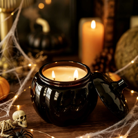 Pot à bougie en verre de luxe unique en forme de citrouille pour la décoration d'Halloween, pots à bougies en forme de citrouille