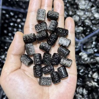 Perles de pierre de guérison en obsidienne argentée naturelle, entretoises cylindriques sculptées en spirale rétro pour la fabrication de bracelets et colliers Reiki DIY