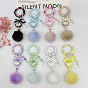 Handmade Colorful Pompom Keychain for Women Enamel <b>Charm</b> Beaded Bag Chain for <b>Phone</b> <b>Case</b> Aesthetic Bag Pendant Gift Wholesale - Product Image 2