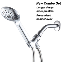 Bras de douche en laiton de 6 pouces avec bride chromée, design moderne, installation facile, garantie 5 ans, compatible avec barre coulissante