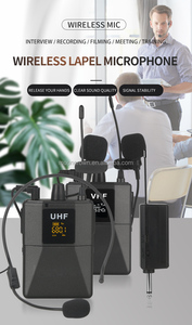 Micro không dây chuyên nghiệp UHF, micro tai nghe không dây UHF, micro cài áo với bộ phát tín hiệu đeo thân và bộ thu có thể sạc lại - Product Image 2