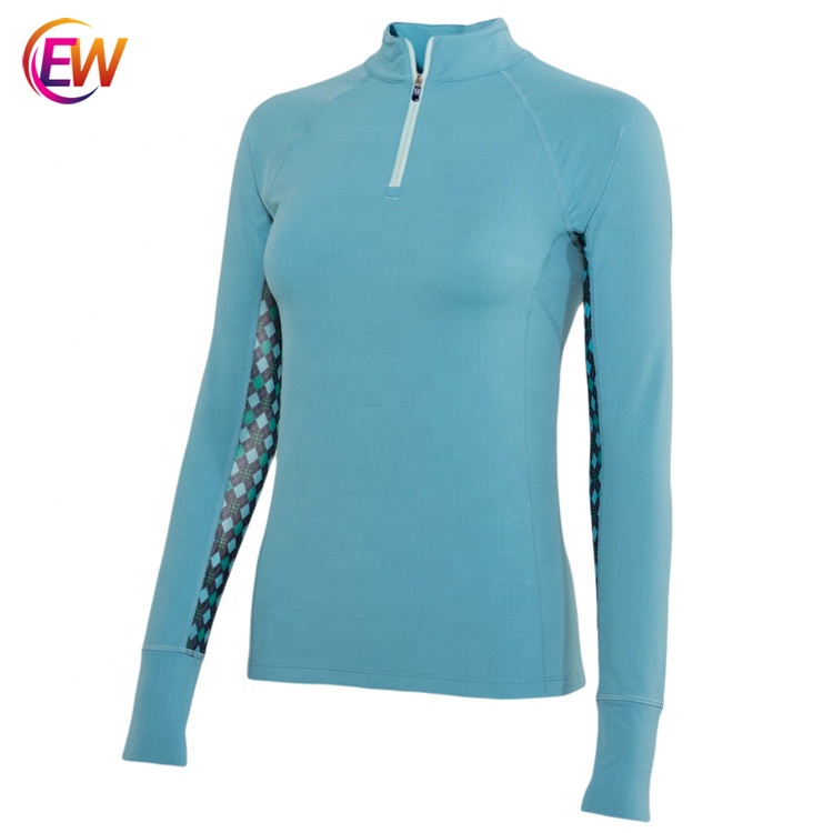 Лидер продаж, Солнцезащитная рубашка на молнии с длинным рукавом 1/4, рубашка из полиэстера/нейлона для верховой езды