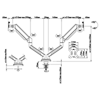 Écran articulé réglable double double moniteur support de bras ordinateur de bureau compétence tech vertical DM09-02 de profil de bras dentaire