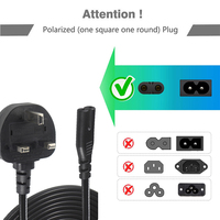 Cable de alimentación británico con conector IEC C7 de 250V y fusible de 13A, cable de extensión de 1.8m para Reino Unido, cable para hervidor de agua con enchufe británico.