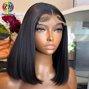 Peluca Bob <span class=keywords><strong>de</strong></span> Cabello Humano Sin Pegamento, Pre-Arrancada y Pre-Cortada, Encaje Frontal HD 13x4, Listo para Usar - Product Image 2
