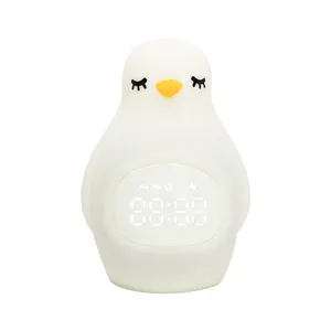 Despertador de pinguim para bebês, lâmpada de silicone multifuncional ajustável para crianças, luz noturna de bebê