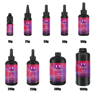 INTODIY venta al por mayor resina de curado UV 15g 30g 50g 60g 100G 200g 250g 500g 1000g fabricación de joyas resina UV dura para manualidades DIY