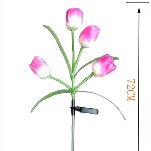 Lampes solaires de jardin en forme de tulipe, 4 têtes LED, étanches, alimentées par énergie solaire, décoratives pour pelouse, à piquer dans le sol - Product Image 4