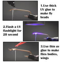 Kit de colle UV TIMESRUI pour la fabrication de leurres de pêche à la mouche, colle en résine UV transparente pour la fabrication de têtes, corps et ailes, ensemble d'outils pour appâts de pêche DIY