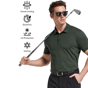 Camisetas de manga corta para hombre, de punto liso, 100% algodón, de secado rápido, para golf, que absorbe la humedad, para entrenamiento, informales - Product Image 4