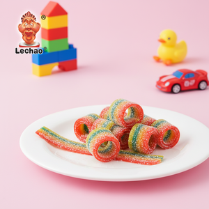 Lechao Sour Belts, Bonbons <span class=keywords><strong>à</strong></span> <span class=keywords><strong>la</strong></span> <span class=keywords><strong>réglisse</strong></span>, Bandes de bonbons arc-en-ciel pour les fêtes, Bonbons gommeux arc-en-ciel enrobés de sucre - Product Image 2