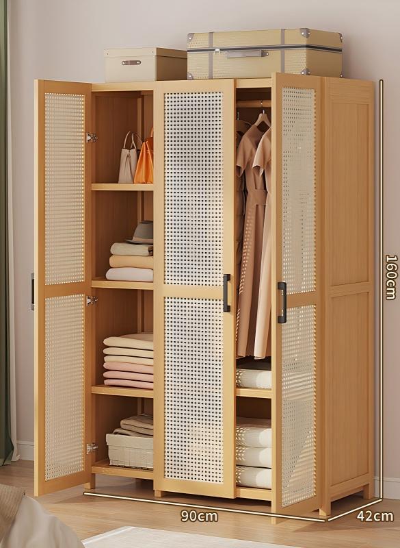 Plastic rattan wardrobe three doors-ordinary