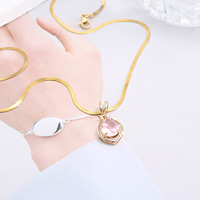 Collier pendentif en or rose 18 carats plaqué or rose avec rubis rouge sang de pigeon et tourmaline pour femmes, bijoux de mode en gros
