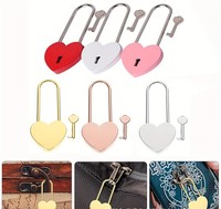 Petit cadenas en métal en forme de cœur avec clé pour boîte à bijoux, boîte de rangement, journal intime, livre