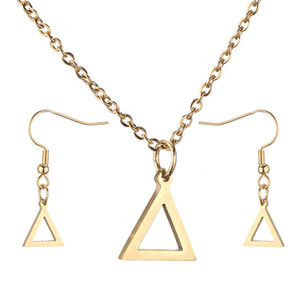 Ensemble de Bijoux avec pendentif triangulaire géométrique, colliers et boucles d'oreilles en acier inoxydable, grec, - Product Image 1