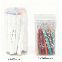 WEISHENG Boîte de rangement transparente ronde et carrée pour crayons de couleur, marqueurs, stylos, grande boîte de rangement étanche pour étudiants, trousse à crayons