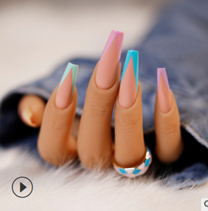 JP954 راقصة الباليه الاكريليك عصا كاذبة اضغط على الأظافر ليوبارد اللؤلؤ اضغط على الأظافر أظافر صناعية الفن - Product Image 3