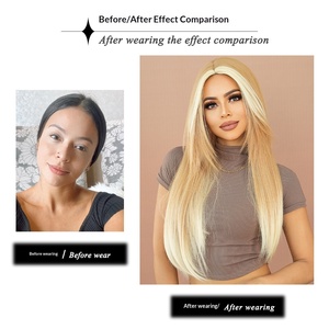 Venta Directa <span class=keywords><strong>de</strong></span> Fábrica, Peluca Larga y Lisa <span class=keywords><strong>de</strong></span> Alta Temperatura con Mechas Doradas Color <span class=keywords><strong>Té</strong></span> con Leche, para Mujer - Product Image 4