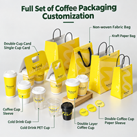 Ensemble d'emballages personnalisés en papier kraft biodégradable pour café, avec manchon pour gobelet en papier, sac de courses, logo personnalisé pour service à emporter