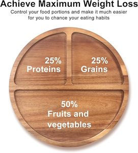 ถาดไม้ทรงกลมแบ่งช่องสำหรับเสิร์ฟกาแฟ ชา ขนม และอาหารลดน้ำหนักสำหรับผู้ใหญ่ ทำจากไม้กระถินเทศ ขายส่ง - Product Image 2