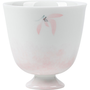 Guanlan Ceramics Hand Painted Small Teacup Porcelain Round Stemmed Tasting Cup For Kung Fu <b>Tea</b> <b>Set</b> With Pink Orchid Design - Product Image 5