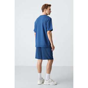 ชุดกางเกงขาสั้นโอเวอร์ไซส์ผ้าฝ้ายสำหรับผู้ชายของพาร์ลิเมนต์สีน้ำเงินพื้นฐาน 85257 - Product Image 1