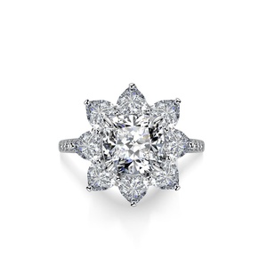 IGI Certified Heart Cut Lab Grown Diamond Halo <b>Ring</b> 14K 18K Solid White Gold Pavé Band DEF VVS Custom Jewelry - Product Image 2