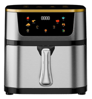 Freidora de Aire de 10L, 1400W, 80-200 ° Freidora de Aire Eléctrica Antiadherente con Pantalla Táctil a Color de Acero Inoxidable y Amplio Rango de Temperatura
