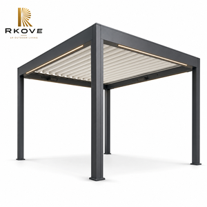 RKOVE RK-S1 Gazebo moderne en aluminium robuste avec toit à lames orientables imperméable et éclairage LED pour abri de spa et bain à remous en extérieur - Product Image 2