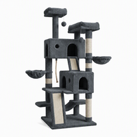 Arbre à chat multi-niveaux sur mesure OEM avec grande rampe à gratter en sisal à double panier pour chats jumeaux
