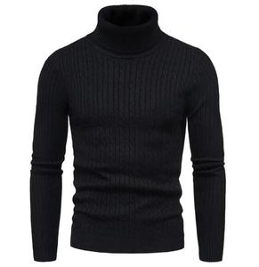 Pull torsadé à la mode pour hommes à <span class=keywords><strong>col</strong></span> <span class=keywords><strong>roulé</strong></span> mince de couleur unie d'automne et d'<span class=keywords><strong>hiver</strong></span> pour les hommes - Product Image 3