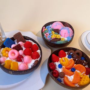 Venta caliente cera de soja velas de cereales hechas a mano aroma personalizado cáscara de coco vela perfumada en tazón de coco - Product Image 1