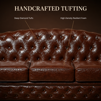 Canapé Chesterfield en cuir véritable italien de haute qualité, style rustique capitonné, couleur bronzée, 3 places, ensemble modulaire pour salon