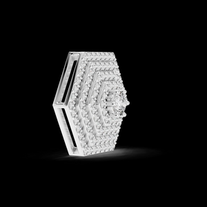 Colgante Hexagonal de Plata con Diamantes Pavé en Chapado en Oro con Diamantes Brillantes, Diseño Geométrico Moderno para Bodas y Fiestas - Product Image 2