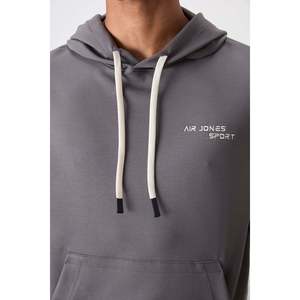 Conjunto Deportivo de Hombre en Gris Oscuro, Grueso, Suave, Texturizado, con Bordado, Mezcla de Algodón, de Air Jones - Modelo 85255 - Product Image 4