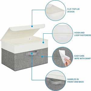 Scatola portaoggetti rettangolare pieghevole in tessuto di alta qualità con coperchio, grande capacità, organizer <span class=keywords><strong>per</strong></span> vestiti, scarpe e giocattoli <span class=keywords><strong>per</strong></span> sala giochi, <span class=keywords><strong>cameretta</strong></span> e <span class=keywords><strong>armadio</strong></span> - Product Image 3