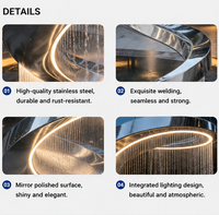 Sculpture spirale géante moderne en acier inoxydable BSA, grande fontaine d'eau extérieure pour jardin avec éclairage LED, usage commercial